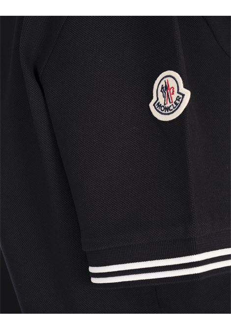 Blue Polo Shirt With Stripes On Neck And Cuffs MONCLER | 091-8A00007 89A1677X